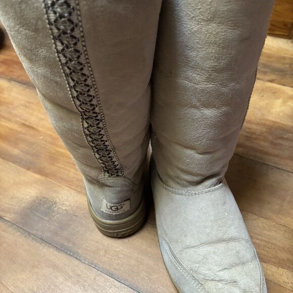 Vintage Ugg Tasman Braid Shearling Boots Women's 9 Ultra Tall New Zealand - Picture 10 of 16